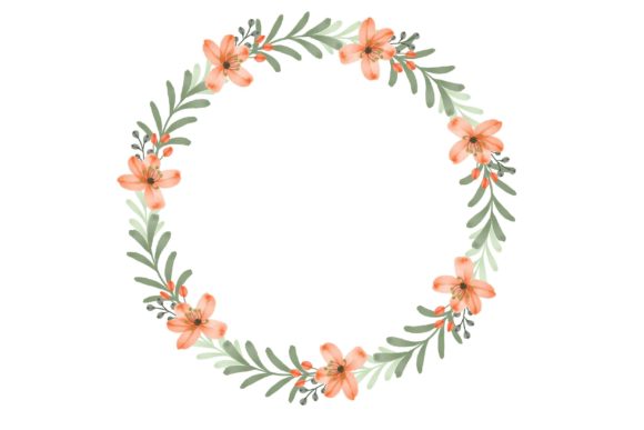 A Vibrant Orange Floral Wreath Illustration for Weddings