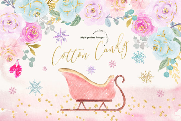 Cotton Candy Winter Floral Santa Sleight: A Digital Art Resource for Creative Projects