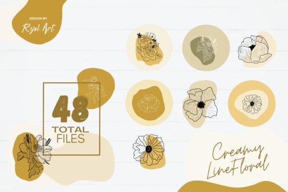 Elevate Your Creative Projects with Creamy Line Art Floral Graphics