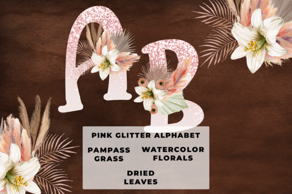 Exploring the Pink Glitter Boho Floral Alphabet Design Collection