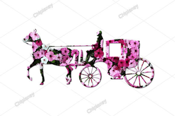 Horse Cart Animal Flowers Floral: A Distinctive Creative Design Asset
