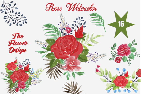 Red & Blue Watercolor Bouquets: Your Digital Artistic Toolkit