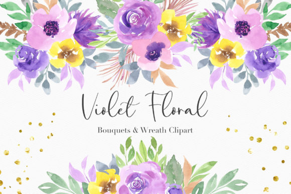 Violet Floral Watercolor Clipart: A Versatile Digital Asset for Creative Workflows